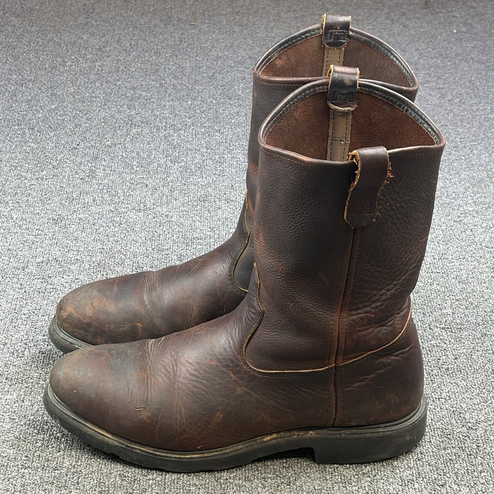 Red Wing Pecos Pull On Work Boots Brown Leather Steel Toe Snake Sole Mens 14 D